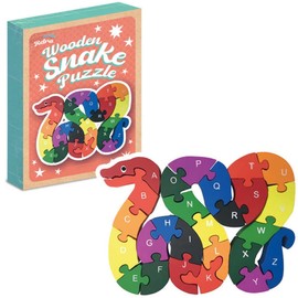 Playwrite Wooden Jigsaw Snake Puzzle for Toddlers Kids 3 4 year old - 26 Piece Alphabet Puzzle Early Learning Educational Wooden Toys Gifts for Children