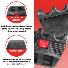 BALIKEN Cue Pool Stick Holder for Table, Cue Rest Weighted Billiards 2/3/4 Pool Cues Holder, Nicks Sticks, Cue Stick Case, Cue Rack with Chalk Holder, Mini Stick Holder, Non-Slip, 3 Cue