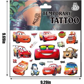 BUYUP 4 Sheets Cars Temporary Tattoos Stickers For Kids, Cartoon Party Supplies,Race Car Tattoo Stickers Themed Birthday Party Decorations, Suitable for Boys Girls Kids Tattoo Party Favors