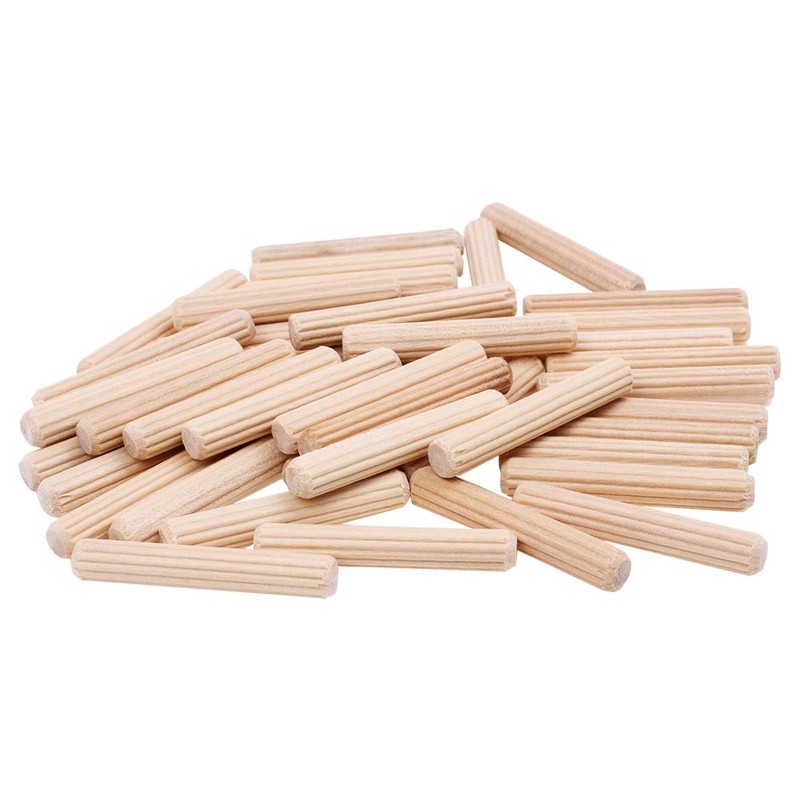 100 Pack 1/4" Wood Dowel Pins Straight Grooved Pins for