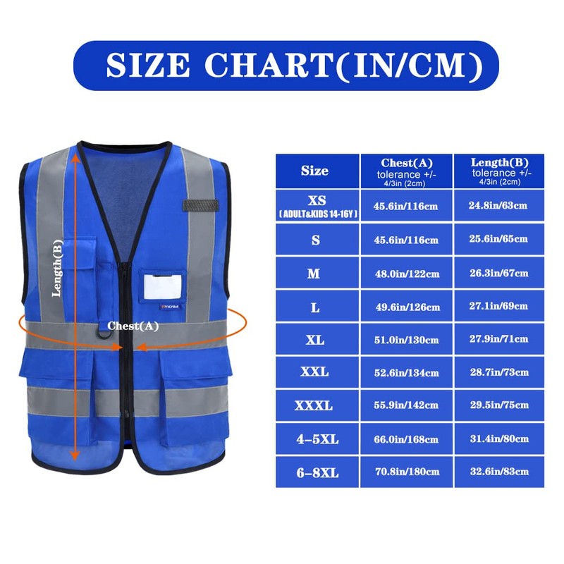 Reflective Security Safety Vests Heavy Duty with 7 Pockets and