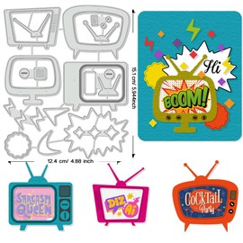 BENECREAT Retro TV Cutting Dies Stencils, Frame Lightning Antenna Carbon Steel Embossing Tool Die Cuts Metal Templates for DIY Scrapbooking, Photo Album, Decorative Embossing