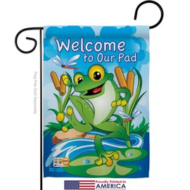 Breeze Decor Bugs & Frogs Frog Garden Flag Friends Butterfly Ladybugs Dragonfly Bee Springtime Insect Natural Wildlife Small Decorative Gift Yard House Banner Made in USA 13 X 18.5