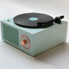Vinyl Record Player Style Bluetooth Speaker Old Fashioned Classic Style Green Cute Look Gift for Girls Bass Enhancement Loud Volume Speaker by Wetocke