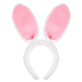 Sheliky Easter Bunny Ear Headband for Dress up Party Favors Rabbit Ear Hairband Women Prom Cosplay Mardi Gras (White)