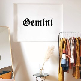 Vinyl Wall Art Decal - Gemini - 8" x 31" - Zodiac Signs Gothic Modern Inspirational Astrology Quote Sticker for Bedroom Living Room Closet Home Office Dorm Room Decor (Black, Gemini)