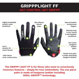 HIRZL GRIPPP LIGHT FF レザー バイク グローブ ブラック/ホワイト XL フルフィンガー 通気性 軽量 汗 水 耐摩耗 人間工学 耐久性 MTB ロード マウンテン サイクリング スイス技術