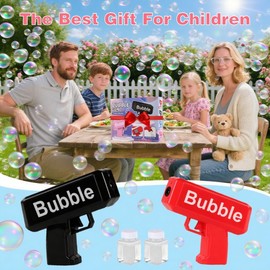 Bubble Machine for Kids with Two Refills, for Boys and Girls Ages 3 4 5 6 7 8 Years Old, Outdoor Toys for Summer, Birthday Wedding Party Gifts, Four Colors (Pick)