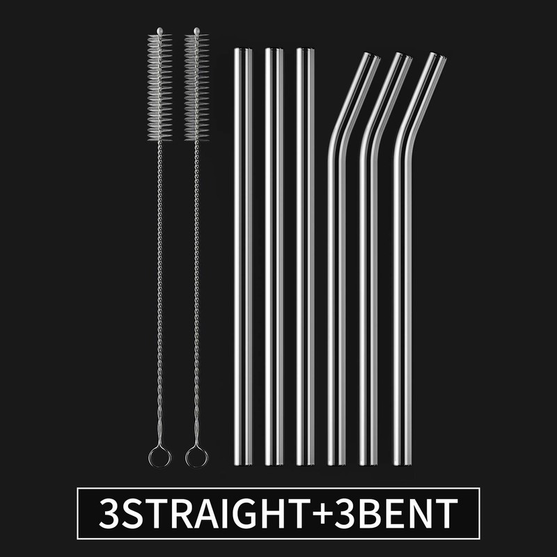 6 Pack Straws 3 Straight 3 Bent- Transparent