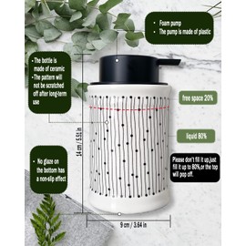 UNBONSOUHAIT Foaming Soap Dispenser,Ceramic Hand Soap Dispenser for Bathroom Deco,11ounce Refillable Foam Soap Dispenser for Kitchen, Liquid Lotion Soap Dispenser for Countertop (Stripe)