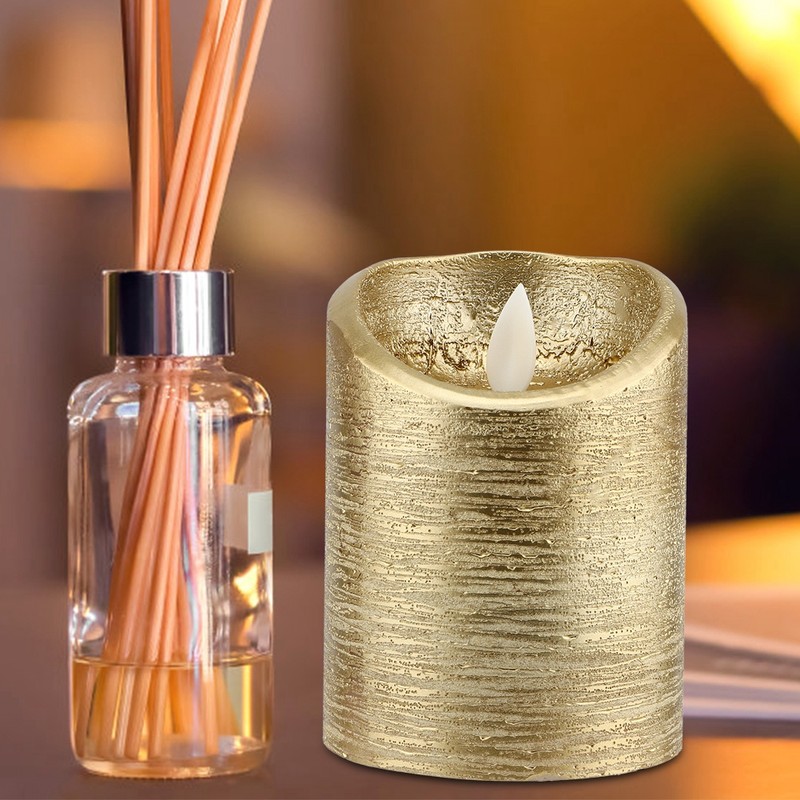 Led FlamE Less Candles Battery Gold Swinging Flame Electric Candle
