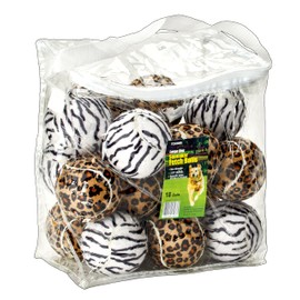Tourna 5-Inch Large Tennis Squeaker Ball Fun Animal Print Dog Toy for Large Dogs - 18 Pack
