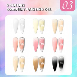 IFFANSHU 9 Colors Sponge Pat Paint Gel for Drawing Striper Liner Ombre Blush Blooming Aura Gel Nail Art DIY Soak off UV/LED Curing