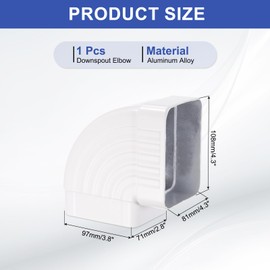 MECCANIXITY Gutter Downspout Elbows 90° Downspout Diverter 3x4 Inch A Shape Roofing Gutter Downspout Elbows Rain Gutter Extension Accessory Right Angle, White