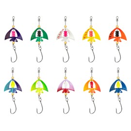 SANTUO 10Pcs Fishing Lures Spinner Hard Bait with Storage Box UV-Active and Self-Luminou Blinker Single Hook Trout Spinners for Freshwater Saltwater Fishing 4# Hooks