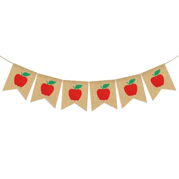 Apples Banner Burlap - Back To School Banner - Fall Banner - School Banner - Classroom Decor - Teacher Gifts - Apple Themed Party Decorations