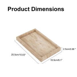 WORHE Italy Natural Travertine Stone Vanity Tray for Bathroom Marble Decorative Tray for Perfume Cosmetic Rectangle Kitchen Organizer Tray for Home Decor Housewarming Birthday Gifts Beige (WH020)