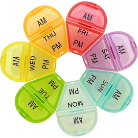 Cute 7 Day AM PM Pill Organizer, Weekly Twice a Day Flower Shape Pill Box, Portable Travel Pill Case