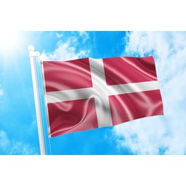 DMSE Denmark Danish Dannebrog Flag 3X5 Ft Foot 100% Polyester 100D Flag UV Resistant (3'X5' Ft Foot)