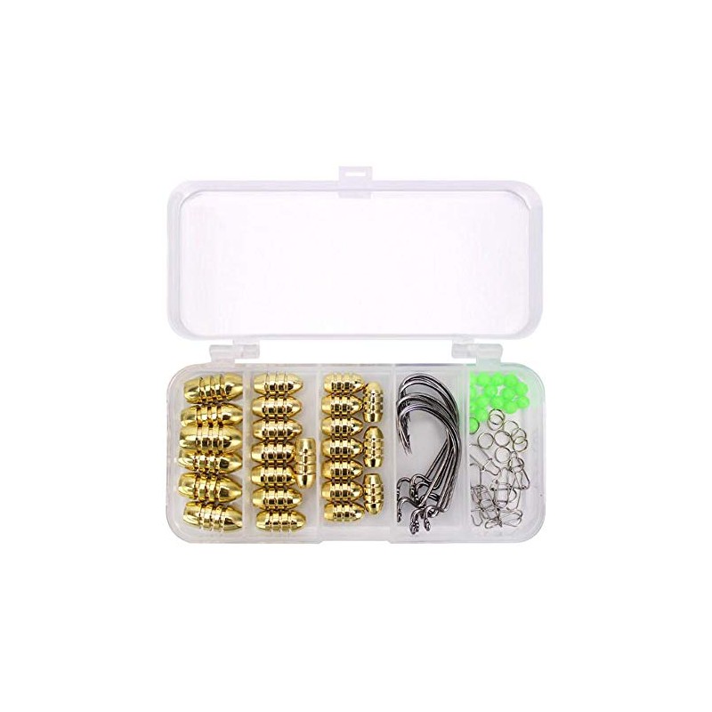 VOANZO 69pcs Texas Fishing Rigs Set, Fishing Hook Kit, Threaded