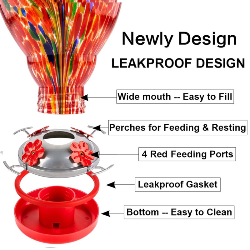 WOSIBO Hummingbird Feeder for Outdoors Patio Large 32 Ounces Colorful