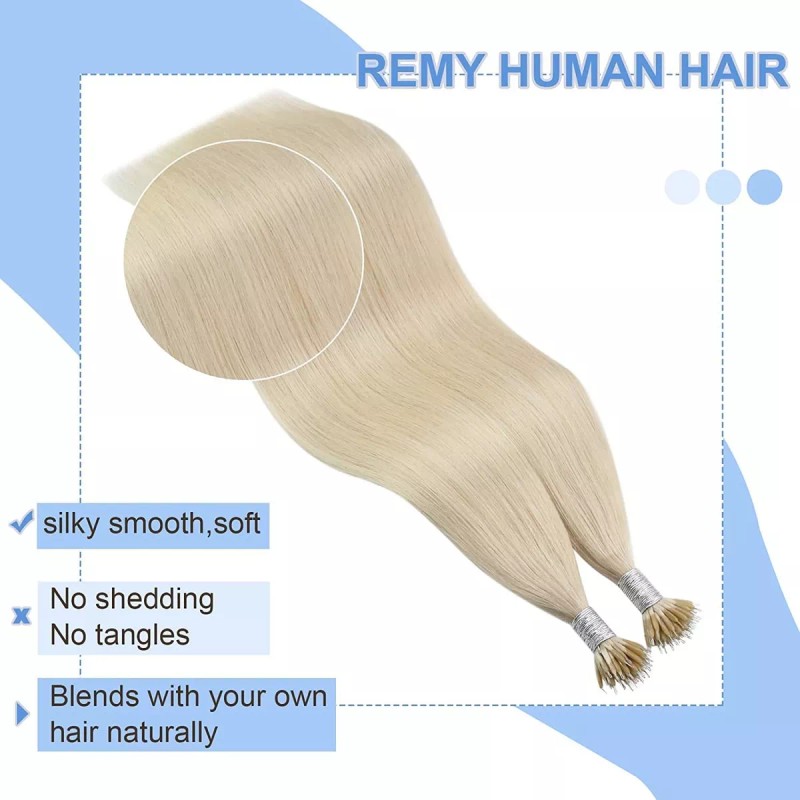 YoungSee Extensiones Cabello 1gr 14in Platino Rubio