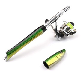 PiscatorZone Pen Fishing Pole 55 Inch Mini Pocket Rod Travel Set for Ice Fly Sea Saltwater Freshwater 1.4m