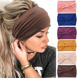 Yeshan Diademas anchas para mujer, antideslizantes, estilo bohemio, estilo africano, bandana, elásticas, para yoga, entrenamiento, correr, deportes, turbante, anudado, paquete de 6