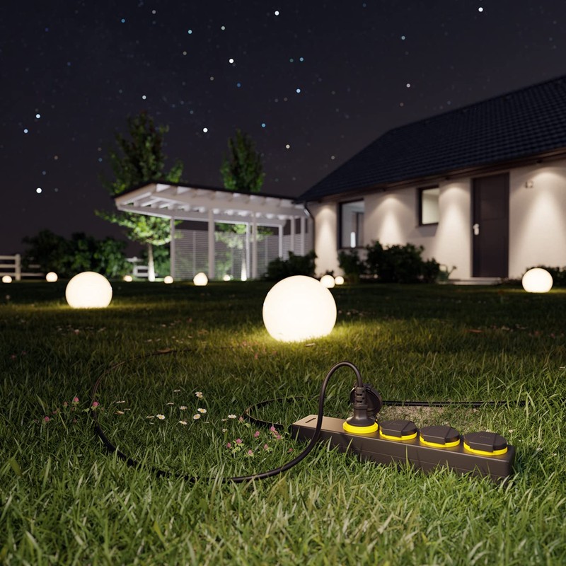 deleyCON 4-Way Outdoor Power Strip with 1.4 m Cable for