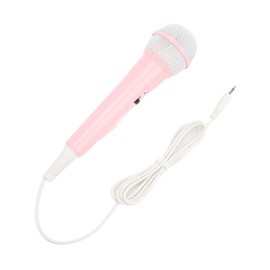 Yoidesu 3.5mm Plug Kids Wired Microphone, Low Distortion Child Singing Mic Children Music Toy for Karaoke Family Party (Pink)
