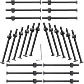 Lobergel 24Pcs M6 x 100mm Bunk Bed Bolts, Crib Hardware Screws Kit,Black Hex Drive Socket Furniture Barrel Screws Bolt Nuts Furniture Crib Baby Bed Bolt with Wrench