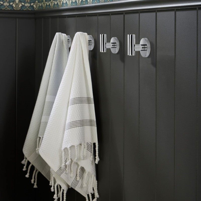 TUNNY 3 Pack Round Bathroom Towel Hooks - Chrome Robe