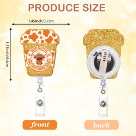 Cute Nurse Badge Reel Retractable - Coffee Highland Cow ID Badge Holder with Acrylic Alligator Clip for Nurse Nursing Doctors Medical Student Teacher Hospital Worker Office Name Card Reels Gifts