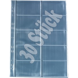 Herlitz Business Card Holder A4 Transparent (Pack of 30, 10 Compartments, PP Film, Side Access, Business Card Holder for Adults in Professional Life)
