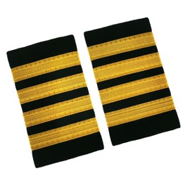 MIAO WU Professional Uniform Bars Airline Pilot Epaulets,Four Bars Captain Shoulder Boards Insignia Sliders Cosplay Epaulette Sliders, Gold