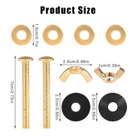 Gosknor Toilet Seat Screws Replacement Kit, Stainless Steel Toilet Seat Fastener with Washers Bolts Wing Nuts for Top Mount Hardware Hinges