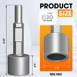 Ground Rod Driver Hex Shank, Ground Rod Driver for Grounding Rod, Rotary Hammer Drill, Compatible with SDS-Hex Demolition Jack Hammer, 1-3/16" Hex Shank (HEX 50MM)