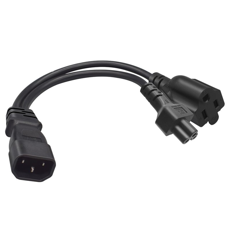 JORINDO 0.32M/1FT C14 to C5+5-15R Y Splitter Power Plug Cord,IEC32C0