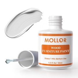 Mollor Wood Touch Up Paint, 1.5 Oz Quick-Dry White Paint for Wood Repair Scratches, Chips and Spots on Furniture, Cabinets, Doors, Tables, Kitchen,and Dressers
