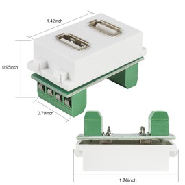 Wumedy Dual USB Panel Mount Solderless Connector Free Screwing and Crimping USB 2.0 Data Multimedia Panel Ground Plug Module