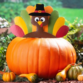 13 1/4" x 7 3/4" Thanksgiving Pilgrim Turkey Pumpkin Poke-In