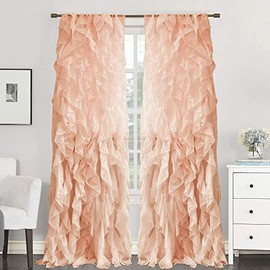 Sweet Home Collection 2 Pack Window Panel Sheer Voile Vertical Ruffled Waterfall Curtains (Pack of 12)