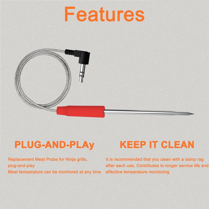 Meat Thermometer,Bbq Meat Probe Air Temperature Thermometer Probe Replacement Compatible