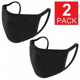 CW Premium 2-Pack Black Cotton Adult Face Mask - Reusable Washable Unisex - Black & White