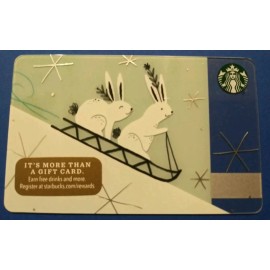 STARBUCKS CARD 2017 "RABBITS SLEDDING"  CUTE CARD  GREAT PRICE  BRAND NEW