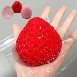 Big Strawberry Squeeze Taba Squishy Toy Kawaii Red Pink Squishies Fidget Toy Fruits Vegetables Soft Girl Birthday Gift Toy - Colour: pink
