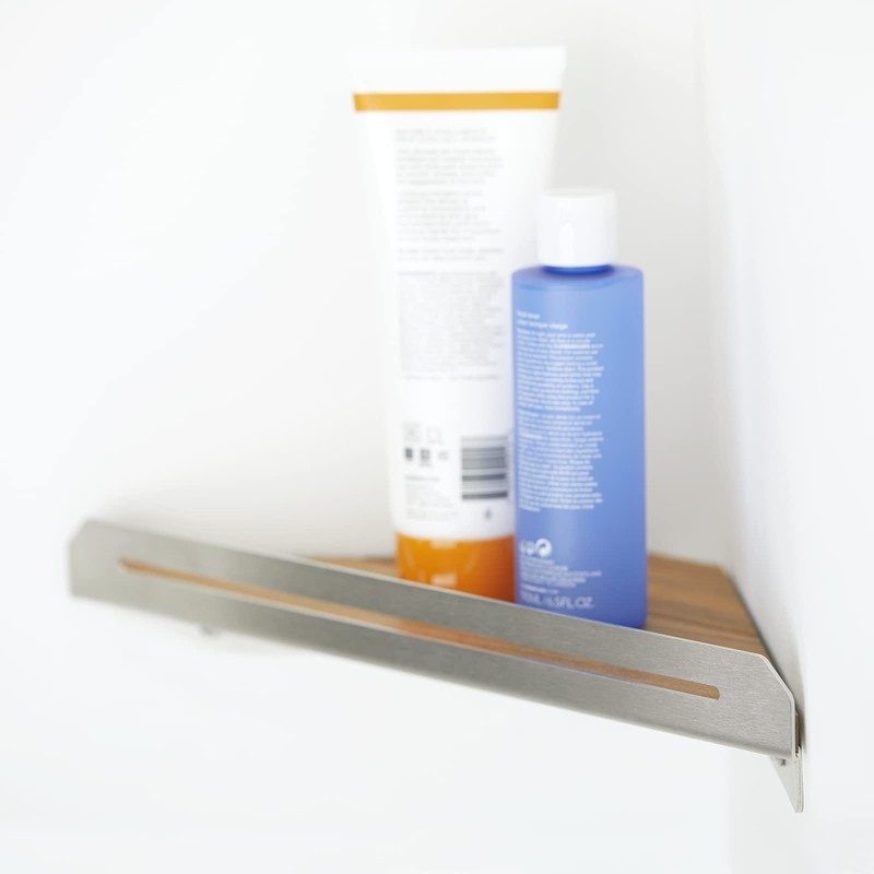 Seachrome Corner Shower Shelf in a Satin Finish with a