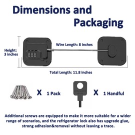 Refrigerator Lock, Fridge Lock for Kids Password Lock, Child Safe Keyless Digital Refrigerator Lock Childproof, No Keys Needed(Black & Square)