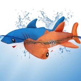 EXPAWLORER - Juguetes flotantes para perros chirriantes, paquete de 2 juguetes de agua para perros para piscina lago, tela Oxford duradera, juguete ma