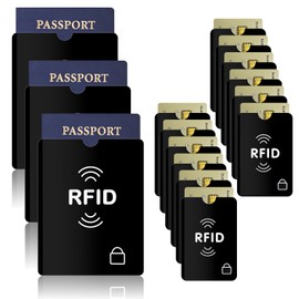 RFID Blocking Sleeves Credit Card Protector Passport Sleeve Anti-Theft Identity Protection ID Cards Blocking Sleeve Travel Essentials Fits Bags Slim Design (15 PCS)